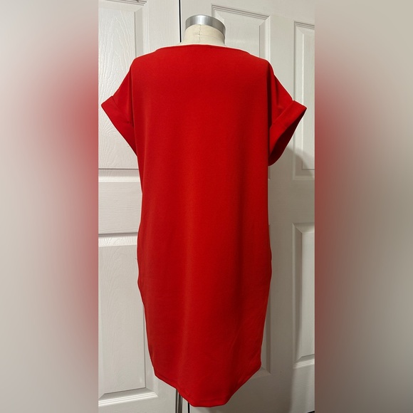 FIRST LOVE Women’s Red Dress Cuff Sleeves Pockets Size L - Picture 4 of 5